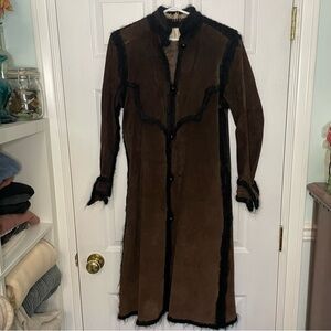 Gundi Design Workshop Vintage Suede Brown Daisy Jones Long Coat Small